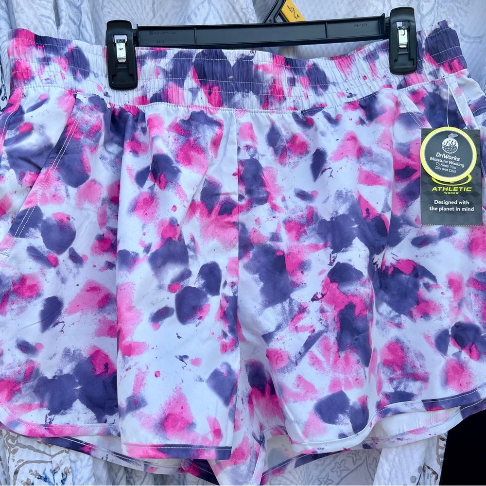 Athletic Works Pink and Purple Athletic Shorts with Elastic Waistband